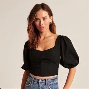 Abercrombie & Fitch Black Puff Sleeve Top